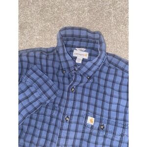 Carhartt Relaxed Fit Flannel Blue/Black Check Plaid Work Wear Outdoor Mens Large